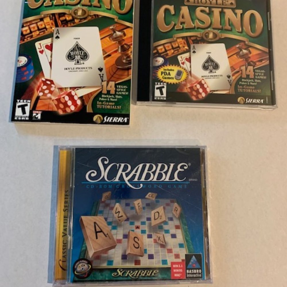 PC Computers Games, Scrabble and Hoycle Card games Lot of 2